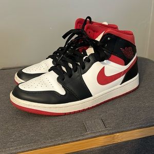Jordan 1 Mid White Black Red For sale